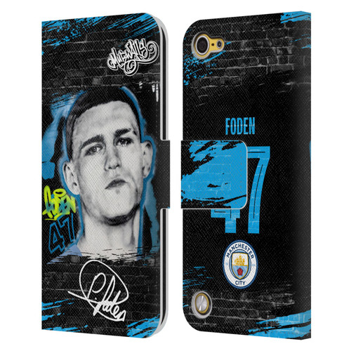 Manchester City Man City FC Graffiti Collection by Murwalls Phil Foden Leather Book Wallet Case Cover For Apple iPod Touch 5G 5th Gen