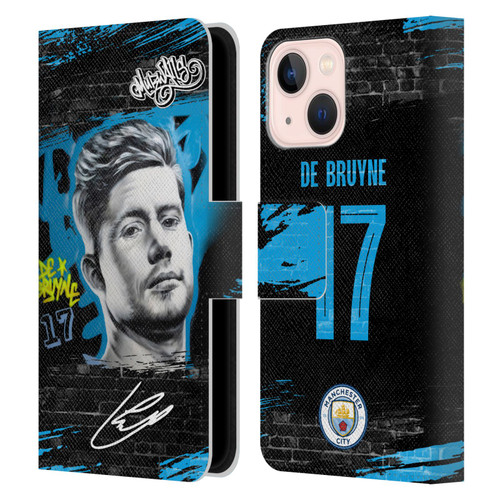 Manchester City Man City FC Graffiti Collection by Murwalls Kevin De Bruyne Leather Book Wallet Case Cover For Apple iPhone 13 Mini