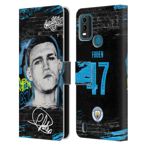 Manchester City Man City FC Graffiti Collection by Murwalls Phil Foden Leather Book Wallet Case Cover For Nokia G11 Plus