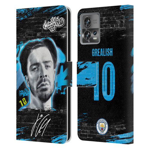 Manchester City Man City FC Graffiti Collection by Murwalls Jack Grealish Leather Book Wallet Case Cover For Motorola Moto Edge 30 Fusion