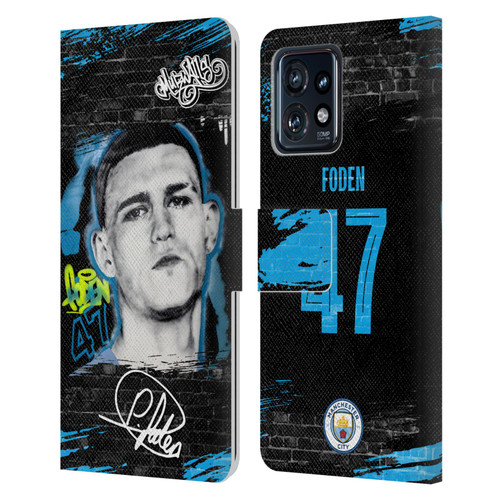 Manchester City Man City FC Graffiti Collection by Murwalls Phil Foden Leather Book Wallet Case Cover For Motorola Moto Edge 40 Pro/Plus 2023