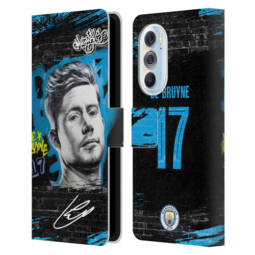 Manchester City Man City FC Graffiti Collection by Murwalls Kevin De Bruyne Leather Book Wallet Case Cover For Motorola Edge X30