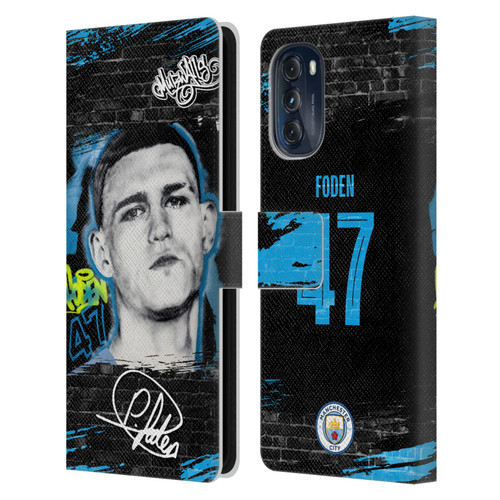 Manchester City Man City FC Graffiti Collection by Murwalls Phil Foden Leather Book Wallet Case Cover For Motorola Moto G (2022)
