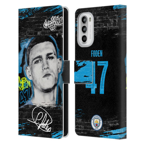 Manchester City Man City FC Graffiti Collection by Murwalls Phil Foden Leather Book Wallet Case Cover For Motorola Moto G52