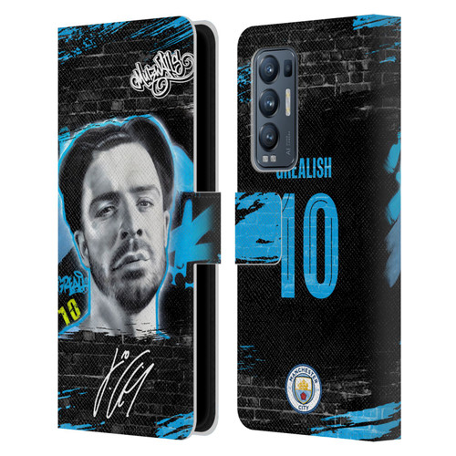 Manchester City Man City FC Graffiti Collection by Murwalls Jack Grealish Leather Book Wallet Case Cover For OPPO Find X3 Neo / Reno5 Pro+ 5G