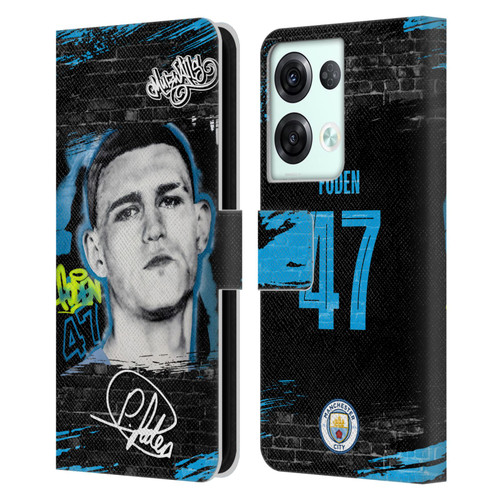 Manchester City Man City FC Graffiti Collection by Murwalls Phil Foden Leather Book Wallet Case Cover For OPPO Reno8 Pro