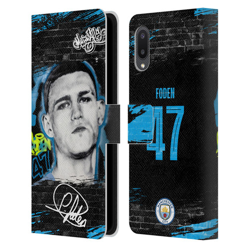 Manchester City Man City FC Graffiti Collection by Murwalls Phil Foden Leather Book Wallet Case Cover For Samsung Galaxy A02/M02 (2021)