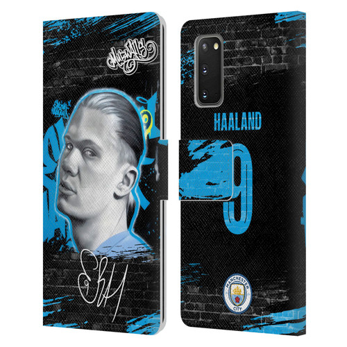 Manchester City Man City FC Graffiti Collection by Murwalls Erling Haaland Leather Book Wallet Case Cover For Samsung Galaxy S20 / S20 5G