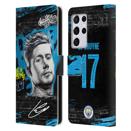 Manchester City Man City FC Graffiti Collection by Murwalls Kevin De Bruyne Leather Book Wallet Case Cover For Samsung Galaxy S21 Ultra 5G