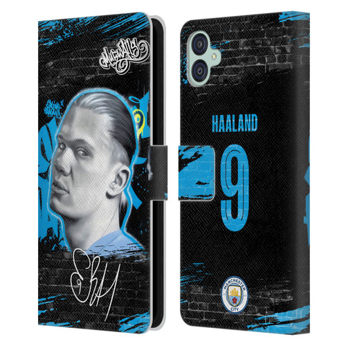 Manchester City Man City FC Graffiti Collection by Murwalls Erling Haaland Leather Book Wallet Case Cover For Samsung Galaxy M04 5G / A04e