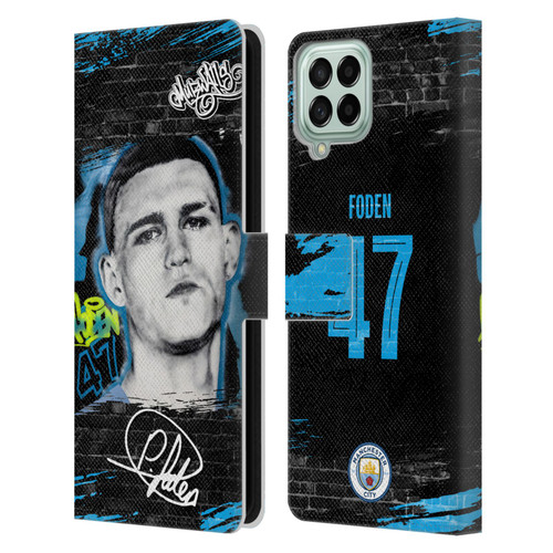 Manchester City Man City FC Graffiti Collection by Murwalls Phil Foden Leather Book Wallet Case Cover For Samsung Galaxy M33 (2022)