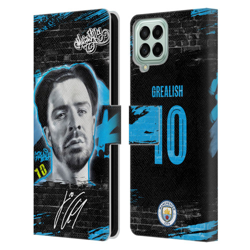 Manchester City Man City FC Graffiti Collection by Murwalls Jack Grealish Leather Book Wallet Case Cover For Samsung Galaxy M53 (2022)