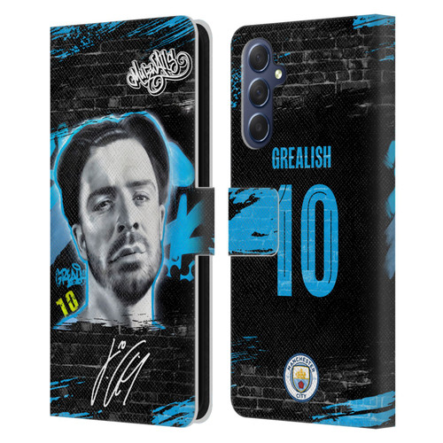 Manchester City Man City FC Graffiti Collection by Murwalls Jack Grealish Leather Book Wallet Case Cover For Samsung Galaxy M54 5G