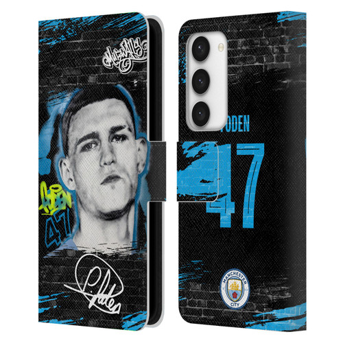 Manchester City Man City FC Graffiti Collection by Murwalls Phil Foden Leather Book Wallet Case Cover For Samsung Galaxy S23 5G