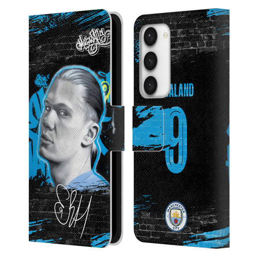 Manchester City Man City FC Graffiti Collection by Murwalls Erling Haaland Leather Book Wallet Case Cover For Samsung Galaxy S23 5G