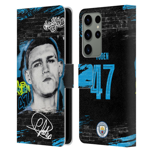 Manchester City Man City FC Graffiti Collection by Murwalls Phil Foden Leather Book Wallet Case Cover For Samsung Galaxy S23 Ultra 5G