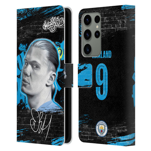 Manchester City Man City FC Graffiti Collection by Murwalls Erling Haaland Leather Book Wallet Case Cover For Samsung Galaxy S23 Ultra 5G