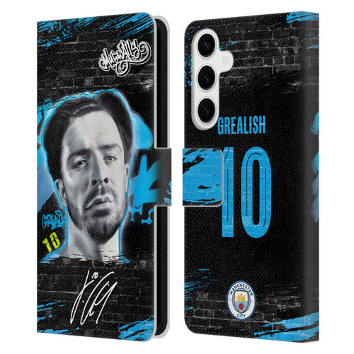 Manchester City Man City FC Graffiti Collection by Murwalls Jack Grealish Leather Book Wallet Case Cover For Samsung Galaxy S24+ 5G