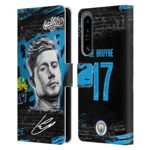 Manchester City Man City FC Graffiti Collection by Murwalls Kevin De Bruyne Leather Book Wallet Case Cover For Sony Xperia 1 IV