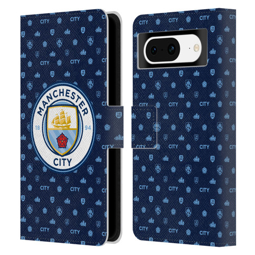 Manchester City Man City FC Patterns Dark Blue Leather Book Wallet Case Cover For Google Pixel 8