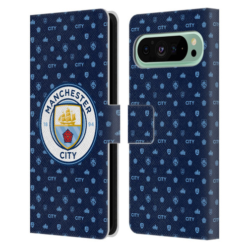 Manchester City Man City FC Patterns Dark Blue Leather Book Wallet Case Cover For Google Pixel 9 Pro XL