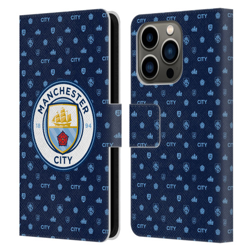 Manchester City Man City FC Patterns Dark Blue Leather Book Wallet Case Cover For Apple iPhone 14 Pro