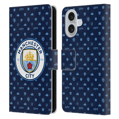 Manchester City Man City FC Patterns Dark Blue Leather Book Wallet Case Cover For Apple iPhone 16