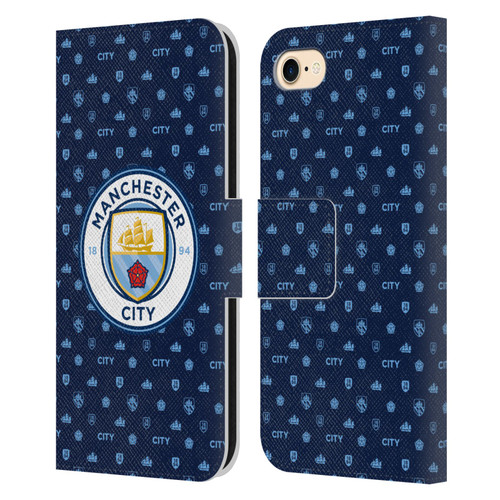 Manchester City Man City FC Patterns Dark Blue Leather Book Wallet Case Cover For Apple iPhone 7 / 8 / SE 2020 & 2022