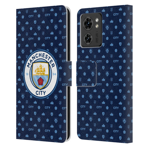 Manchester City Man City FC Patterns Dark Blue Leather Book Wallet Case Cover For Motorola Moto Edge 40