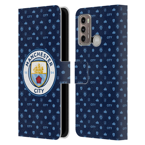 Manchester City Man City FC Patterns Dark Blue Leather Book Wallet Case Cover For Motorola Moto G60 / Moto G40 Fusion