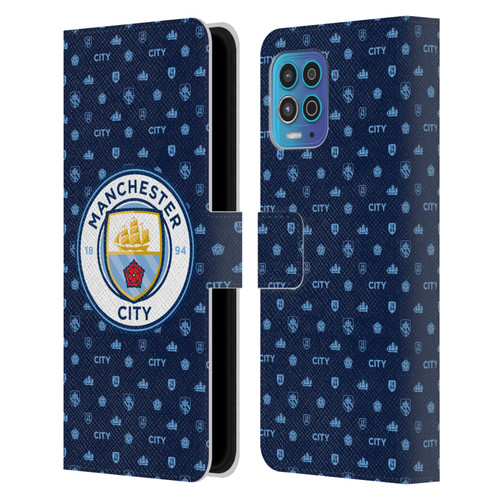 Manchester City Man City FC Patterns Dark Blue Leather Book Wallet Case Cover For Motorola Moto G100