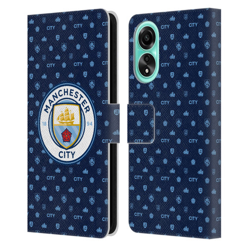 Manchester City Man City FC Patterns Dark Blue Leather Book Wallet Case Cover For OPPO A78 4G