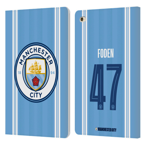 Manchester City Man City FC 2023/24 Players Home Kit Phil Foden Leather Book Wallet Case Cover For Apple iPad mini 4