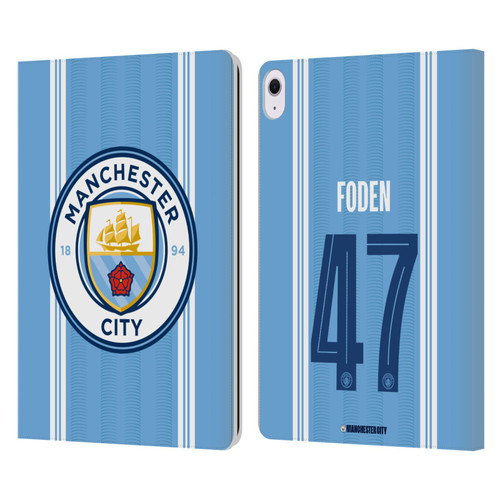 Manchester City Man City FC 2023/24 Players Home Kit Phil Foden Leather Book Wallet Case Cover For Apple iPad Air 13 2024