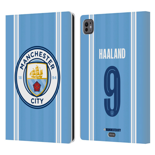 Manchester City Man City FC 2023/24 Players Home Kit Erling Haaland Leather Book Wallet Case Cover For Apple iPad Pro 11 M4 2024