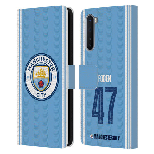 Manchester City Man City FC 2023/24 Players Home Kit Phil Foden Leather Book Wallet Case Cover For OnePlus Nord 5G