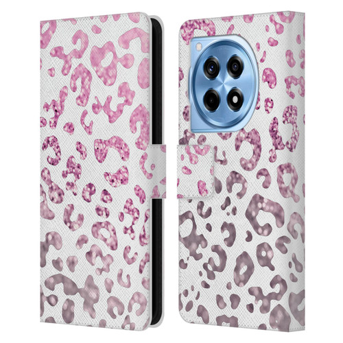 Monika Strigel Animal Print Glitter Pink Leather Book Wallet Case Cover For OnePlus 12R