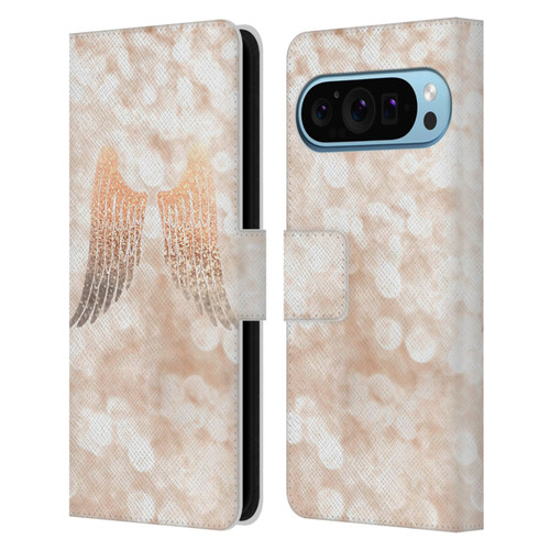 Monika Strigel Champagne Gold Wings Leather Book Wallet Case Cover For Google Pixel 9 / Pixel 9 Pro