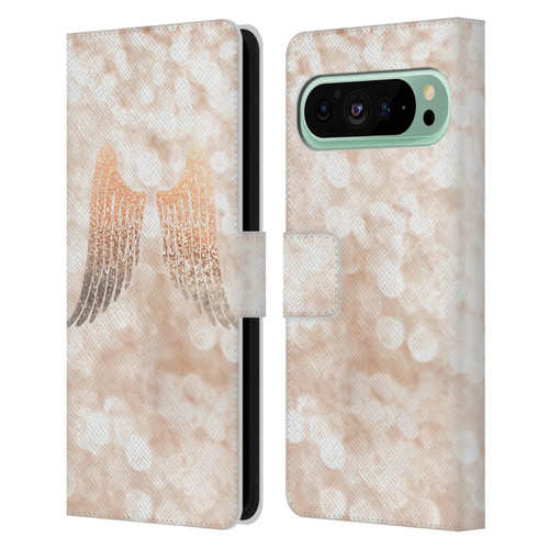 Monika Strigel Champagne Gold Wings Leather Book Wallet Case Cover For Google Pixel 9 Pro XL