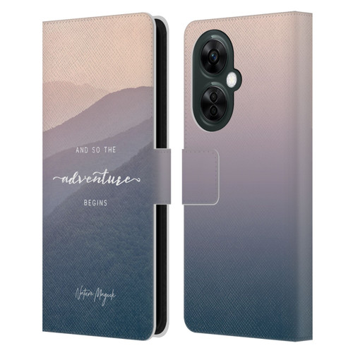 Nature Magick So The Adventure Begins Quote Mountains Leather Book Wallet Case Cover For OnePlus Nord CE 3 Lite 5G