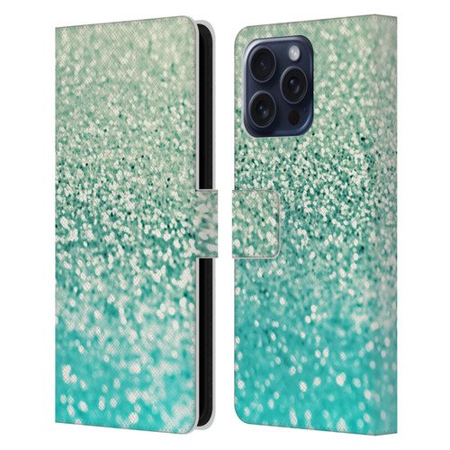Monika Strigel Glitter Collection Mint Leather Book Wallet Case Cover For Apple iPhone 16 Pro Max