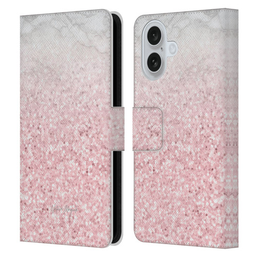 Nature Magick Rose Gold Marble Glitter Pink Sparkle 2 Leather Book Wallet Case Cover For Apple iPhone 16