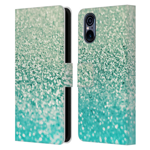Monika Strigel Glitter Collection Mint Leather Book Wallet Case Cover For Sony Xperia 5 V 5G