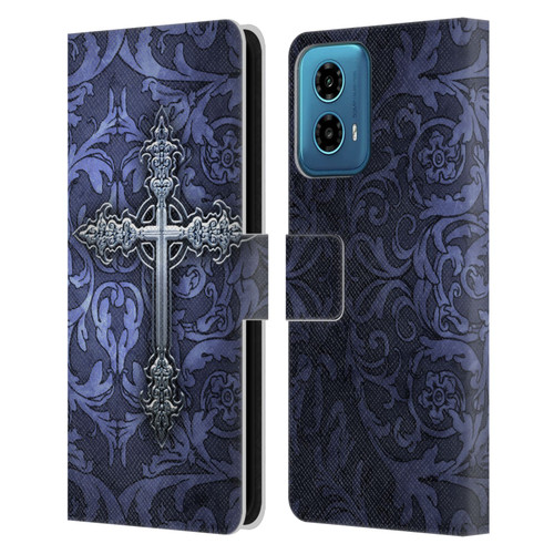 Brigid Ashwood Crosses Gothic Leather Book Wallet Case Cover For Motorola Moto G34 5G