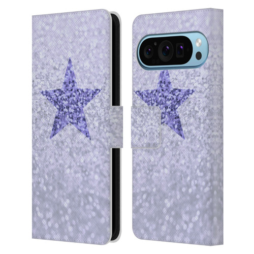 Monika Strigel Glitter Star Pastel Lilac Leather Book Wallet Case Cover For Google Pixel 9 / Pixel 9 Pro