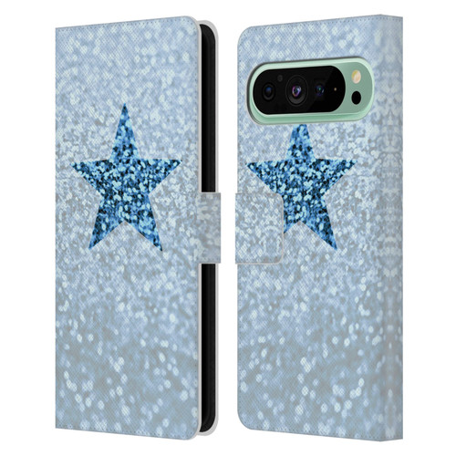 Monika Strigel Glitter Star Pastel Rainy Blue Leather Book Wallet Case Cover For Google Pixel 9 Pro XL