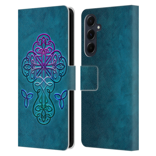 Brigid Ashwood Crosses Celtic Leather Book Wallet Case Cover For Samsung Galaxy A55 5G