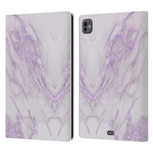 Nature Magick Marble Metallics Purple Leather Book Wallet Case Cover For Apple iPad Pro 11 M4 2024