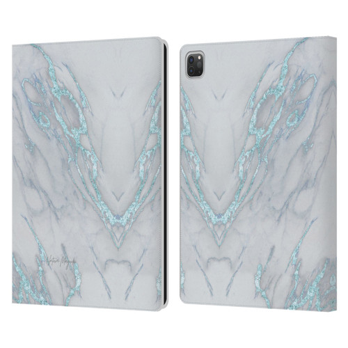 Nature Magick Marble Metallics Blue Leather Book Wallet Case Cover For Apple iPad Pro 13 M4 2024