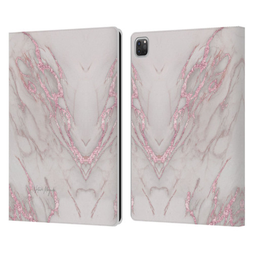 Nature Magick Marble Metallics Pink Leather Book Wallet Case Cover For Apple iPad Pro 13 M4 2024